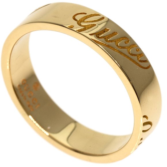 GUCCI Icon Print #9 Ring 18K Yellow Gold Size 4.75 - Picture 7 of 7